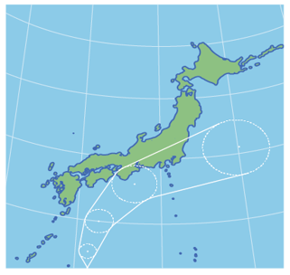 日本地図を用いた台風の軌道