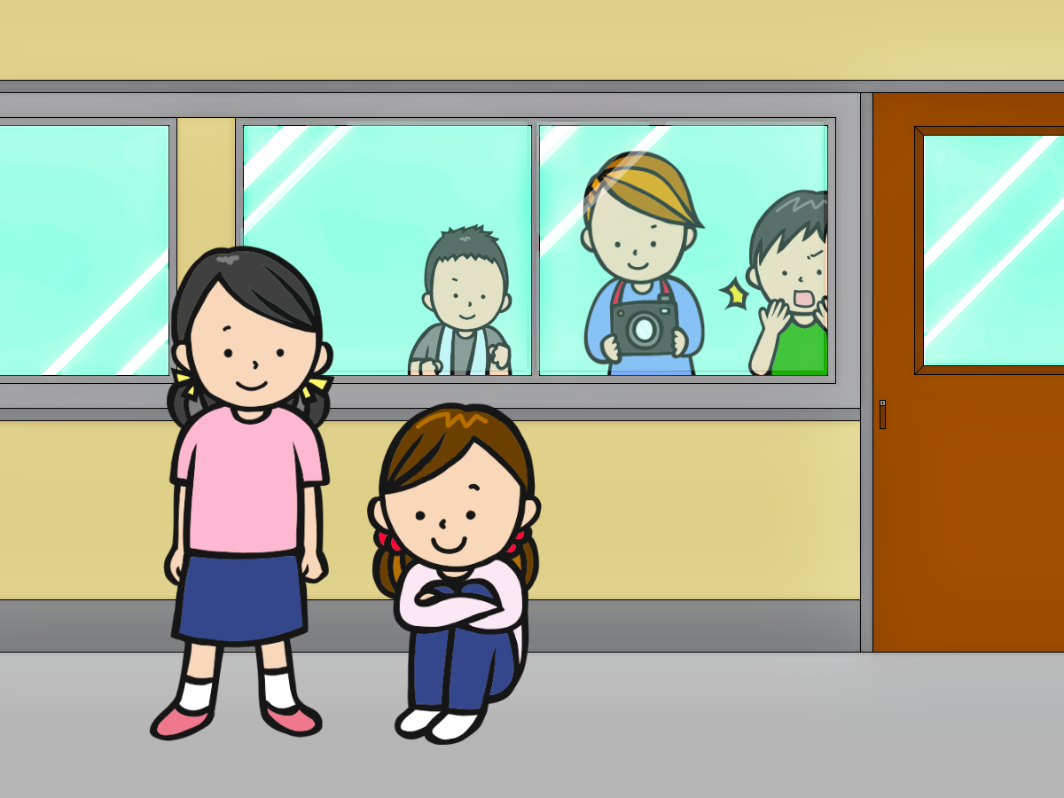 ともだちのしゃしんをかってにとろうとしている子