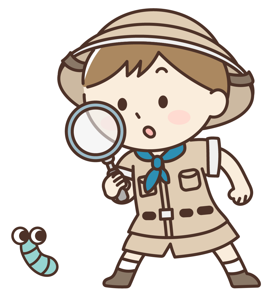 虫を観察している子