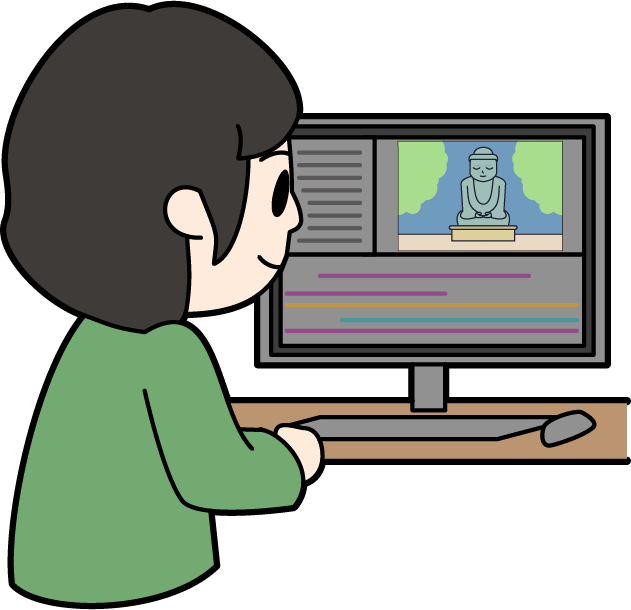 パソコンで動画を編集している画像
