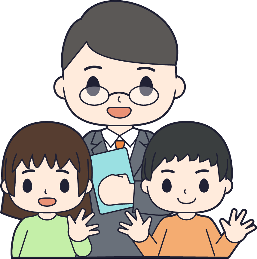 先生と生徒が集まっている画像